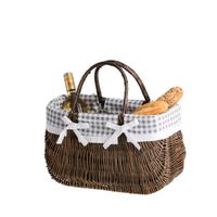 KOSZ NA ZAKUPY ciemna WIKLINOWA TORBA OBSZYTA TKANINĄ 42X20 H25/34 CM uniwersalny