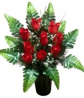 Stroik cmentarz wazon flakon kwiaty kompozycja sztuczna grób pomnik F1