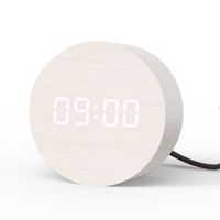 Zegar budzik aboveClock 9 cm drewniany LED budzik podróżny Biały