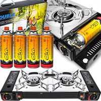 Dwupalnikowa Kuchenka turystyczna GAZOWA Podwójna + 4x GAZ KARTUSZE