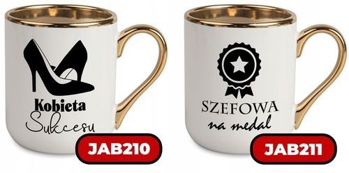 Kubek Elegant Biały Ucho Rant złoty PREZENT DLA SUPER SZEFOWA MiX WZORÓW na Arena.pl