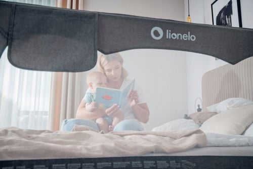 Barierka BRAMKA ZABEZPIECZAJĄCA do łóżka WYSOKA 150x66cm BEŻ Lionelo na Arena.pl