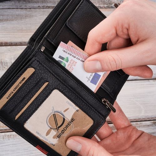 portfel męski skórzany pionowy czarny klasyczny brodrene g-117mn/blred na Arena.pl