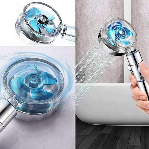 OSZCZĘDNA TURBO SŁUCHAWKA PRYSZNICOWA Z TURBINĄ WENTYLATOREM +WĄŻ+4xFILTR na Arena.pl