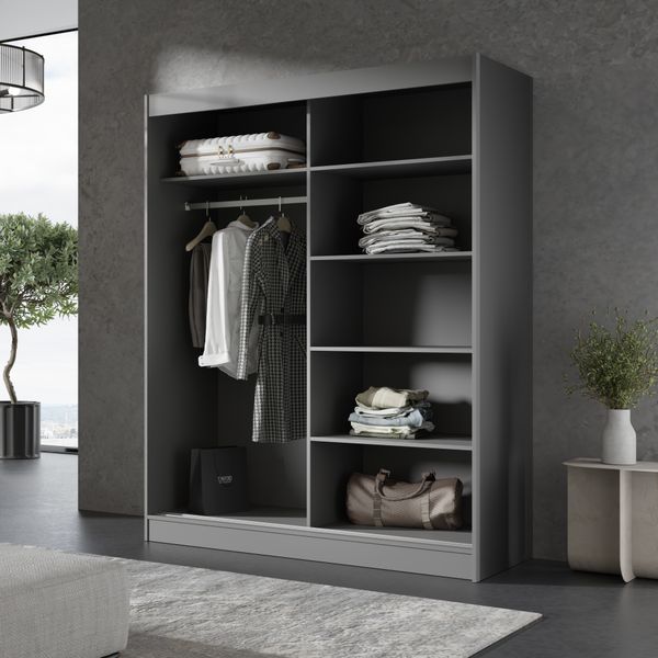 Szafa przesuwna Como 2D 150 Szara (lacobel) zdjęcie 3