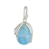 Zawieszka - larimar łza w srebrze z liśćmi 2