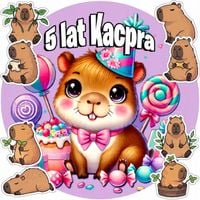 OPŁATEK NA TORT 20CM - KAPIBARA DEKORACJA URODZINOWA + IMIĘ 15CM 18CM
