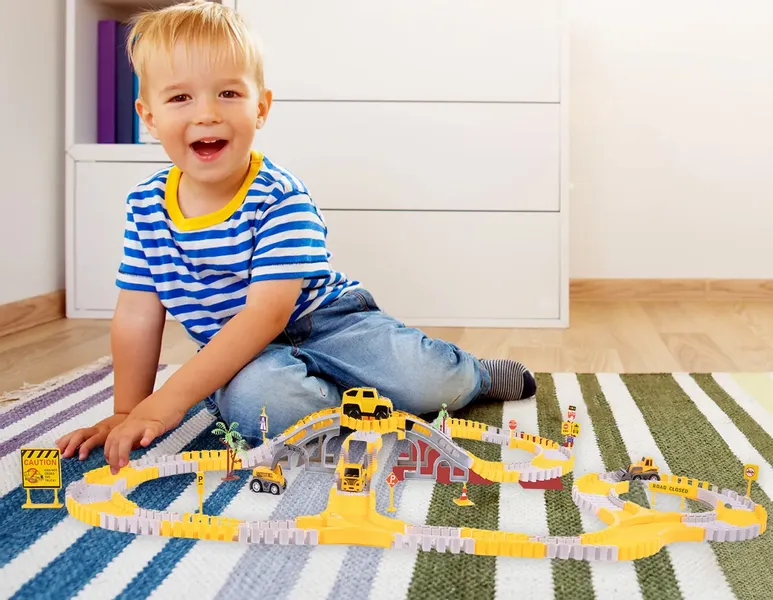 Kolejka Tor Samochodowy Auta Budowlane 255 elementów zdjęcie 4