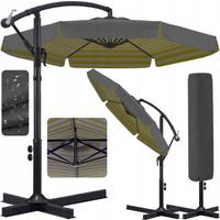 PARASOL ogrodowy DUŻY SKŁADANY SOLIDNY z WYSIĘGNIKIEM i FALBANĄ + POKROWIEC