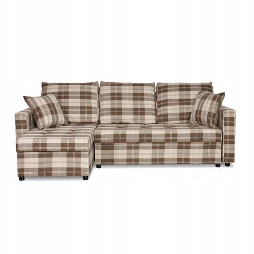 Narożnik rogówka Winston funkcja spania Family Meble krata brązowo - beżowa na Arena.pl