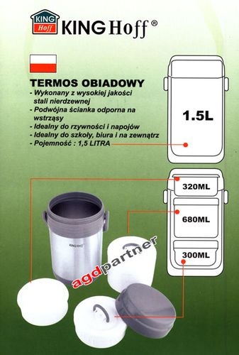 Termos Obiadowy Stalowy KINGHOFF 1.5l [KH-4075] na Arena.pl