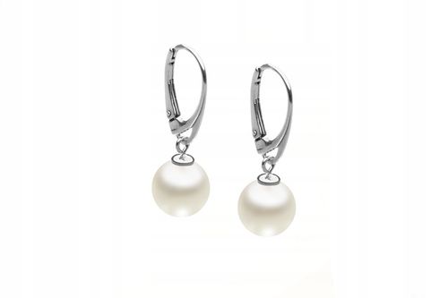 Srebrne kolczyki wiszące z perłą Swarovski na Arena.pl