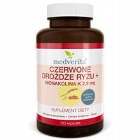 Monakolina K czerwone drożdże Sfermentowany Ryż red yeast rice 180 kapsułek