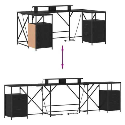 Biurko Czarny dąb 182 x 101 x 87.5 cm Materiał drewnopochodny na Arena.pl