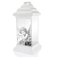 Znicz na Grób Dziecka Kapliczka Biały Witrażowy z Aniołem dla Syna Córki