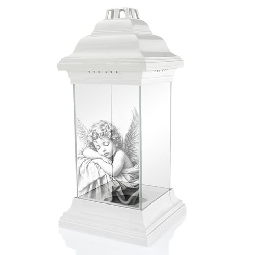 Znicz na Grób Dziecka Kapliczka Biały Witrażowy z Aniołem dla Syna Córki na Arena.pl