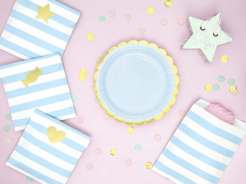 Talerzyki papierowe jasny niebieski urodziny przyjęcie 18cm na Arena.pl