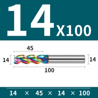 Frez 3 Ostrzowy z Węglika Spiekanego z Powłoką DLC Rozmiar: Ø14x45x14Dx100L