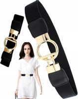 Pasek Czarny Gumowy Do Sukienki Elastyczny Złoty