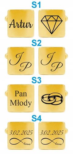 Spinki do mankietów Złote Stalowe z GRAWEREM Prezent dla Taty Męża na Arena.pl