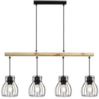 Druciana lampa wisząca BERNITA 34-78117 zwis klatki czarne drewno