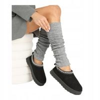 Getry Damskie na Nogi Wełna Ocieplacze na Łydki Ciepłe Cerber SZARY