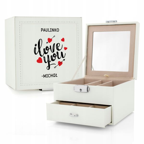 SZKATUŁKA KUFEREK na biżuterię LUSTRO WALENTYNKI zdjęcie 1