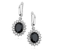 Eleganckie rodowane srebrne kolczyki z czarnymi cyrkoniami srebro 925 Z0685E_B