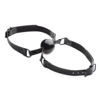 xr brands double silicone gag - model z podwojnym paskiem, czarny