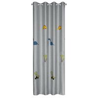 Zasłona na przelotkach dziecięca z haftem DINO 140X250 srebrna