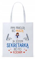 Dla Sekretarki Na Prezent Torba Eco Biała Shopper Z Nadrukiem Ze Zdjęciem