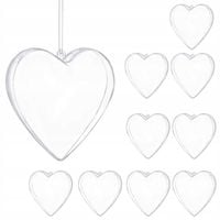 10x SERCE BOMBKI AKRYLOWE DECO ŁĄCZONE PRZEŹROCZYSTE PLASTIKOWE OZDOBA