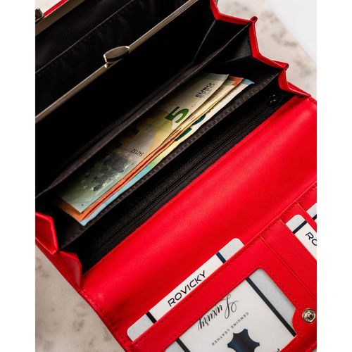 modny portfel damski w czerwonym kolorze wykonany ze skóry ekologicznej na Arena.pl