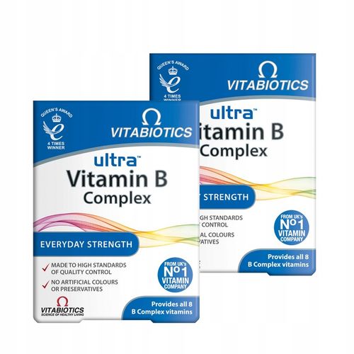 2x VITABIOTICS ZESTAW Ultra WITAMINA B Complex Witamina B1, B2, B3, B6, B12 na Arena.pl
