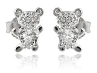 DELIKATNE RODOWANE SREBRNE KOLCZYKI WKRĘTKI MISIE SERCA BIAŁE CYRKONIE