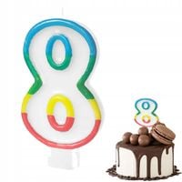 ŚWIECZKA URODZINOWA KOLOROWA TEŃCZOWA CYFERKA 8 CYFRA NA IMPREZĘ