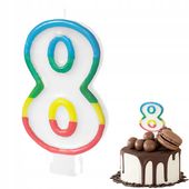 ŚWIECZKA URODZINOWA KOLOROWA TEŃCZOWA CYFERKA 8 CYFRA NA IMPREZĘ