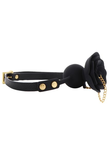 Rose Ball Gag with Plug Black zdjęcie 5