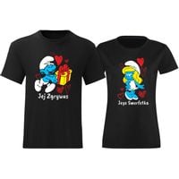 ZESTAW KOSZULKI DLA PAR JEJ ZGRYWUS JEGO SMERFETKA PREZENT NA WALENTYNKI