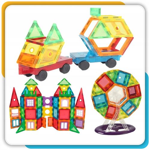 Klocki magnetyczne duże konstrukcyjne 3D zestaw 212 elementów Magnetic -S- na Arena.pl