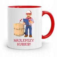 Kubek Czerwony Dla Kuriera Najlepszy Kurier Z Nadrukiem Ze Zdjęciem