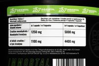 Immortal Creatine Monohydrate 1250mg 200kaps KREATYNA MONOHYDRAT MEGA CAPS