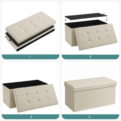 Pufa beżowa organizer składana 76x38x38 cm z dużym pojemnikiem na Arena.pl