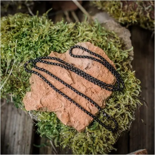 Łańcuszek damski oczkowy splot Ankier czarny zdjęcie 6