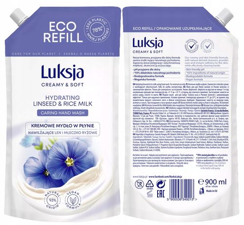 luksja kremowe mydło w płynie len i mleczko ryżowe 900 ml na Arena.pl