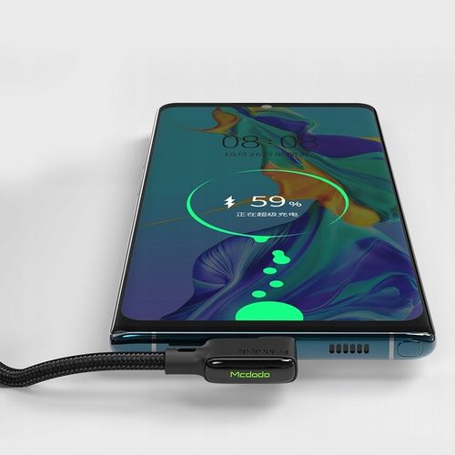 MCDODO KABEL KĄTOWY USB-C SPIRALNY SPRĘŻYNOWY SZYBKIE ŁADOWANIE TYP C LED na Arena.pl