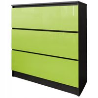 Komoda Do Salonu Sypialni 3 Szuflady 80 Zoe Czarna Zielony Połysk