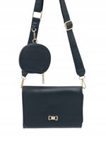 Victoria J. - torebka listonoszka portfelik pasek materiałowy czarny VJ-961