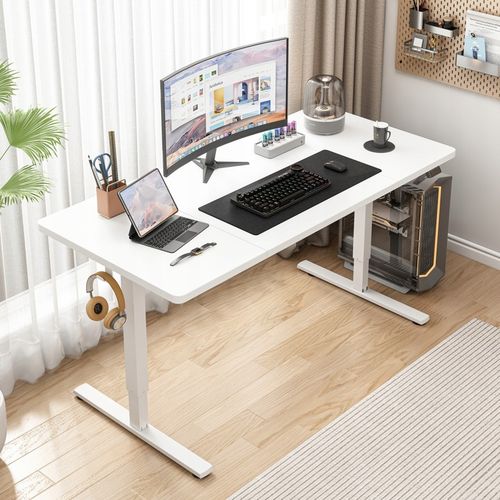 Biurko Elektryczne Podnoszone Białe 140 cm Regulowane NOWOCZESNE na Arena.pl