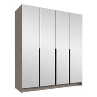 Szafa SANTI III 200 cm z lustrem-pojemna garderoba-KASZMIR+CZARNY